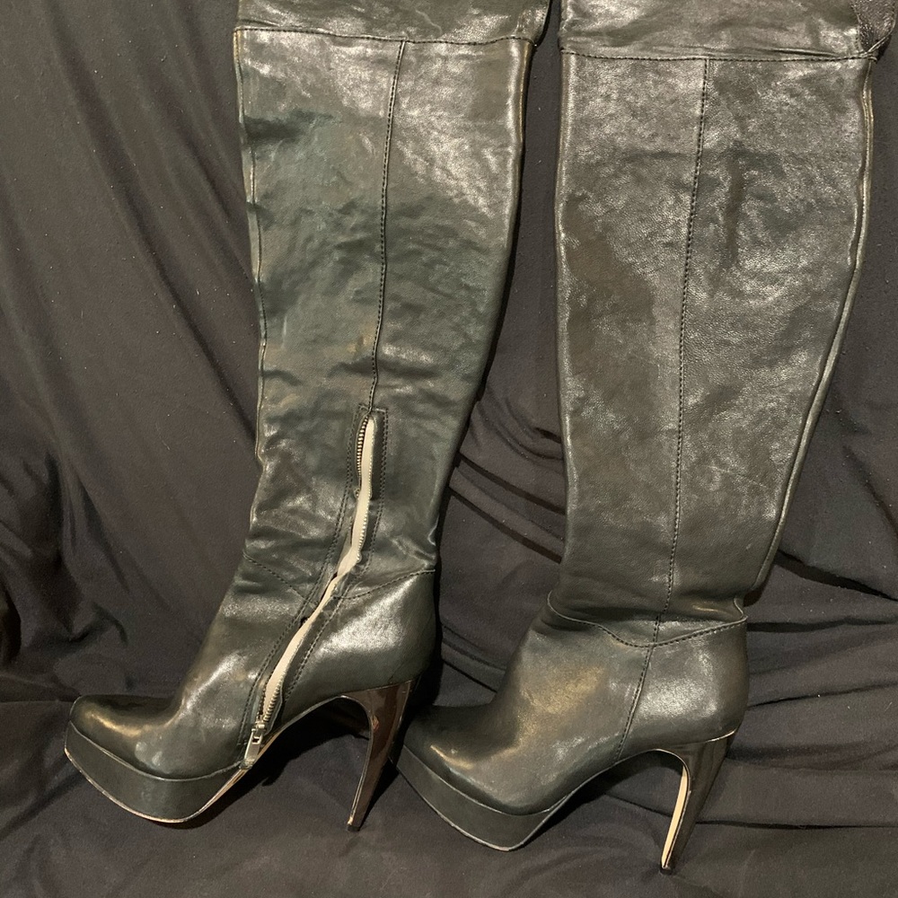 Thigh High Black Stiletto Boots
